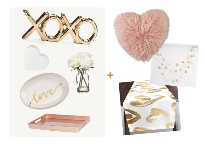Valentines Day Decor Box - Blush and Gold Deluxe Option 1