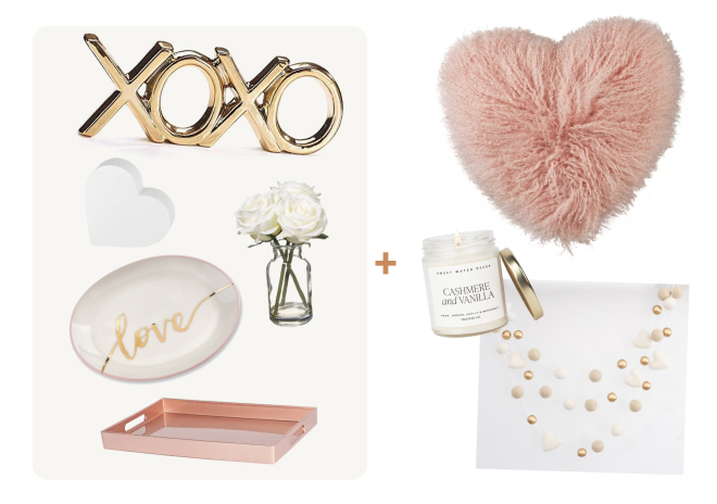Valentines Day Decor Box - Blush and Gold Deluxe Option 2