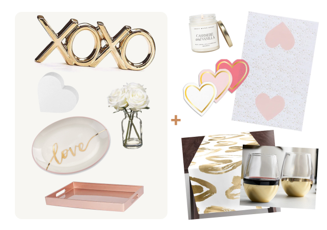 Valentines Day Decor Box - Blush and Gold Deluxe Option 3