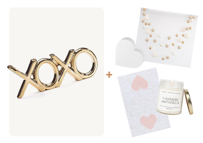 Valentines Day Decor Box - Blush and Gold Mini Option 1