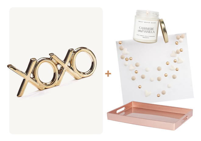 Valentines Day Decor Box - Blush and Gold Mini Option 2