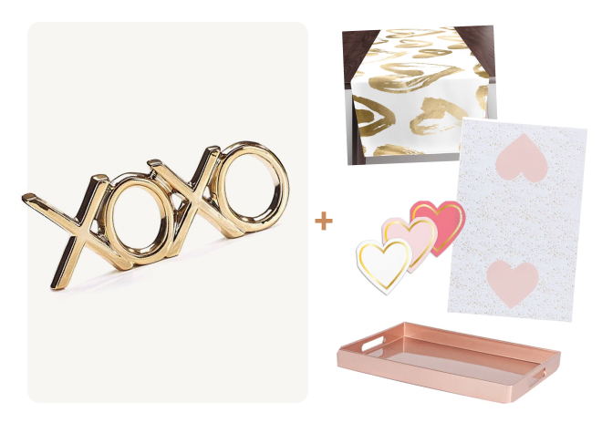 Valentines Day Decor Box - Blush and Gold Mini Option 3