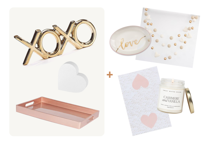 Valentines Day Decor Box - Blush and Gold Standard Option 1