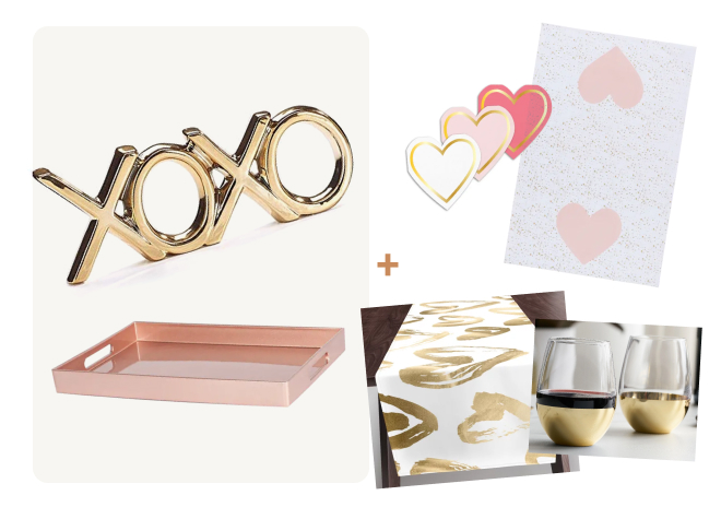 Valentines Day Decor Box - Blush and Gold Standard Option 3