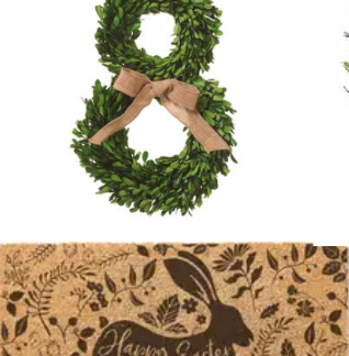 Bundle: Happy Easter Bunny Doormat + Boxwood Bunny Wreath