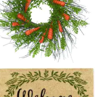 Bundle: Welcome Wreath Doormat + Carrot Wreath