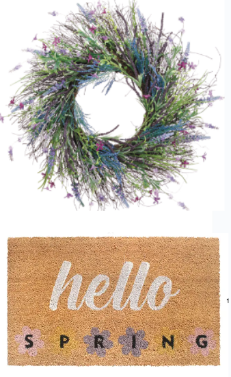 Bundle: Lavendar Wreath + Hello Spring Doormat